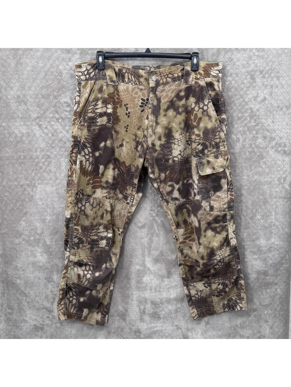 Kryptek Pants Mens XL Brown Camo Cargo Canvas Hunting Outdoor Tactical Workwear